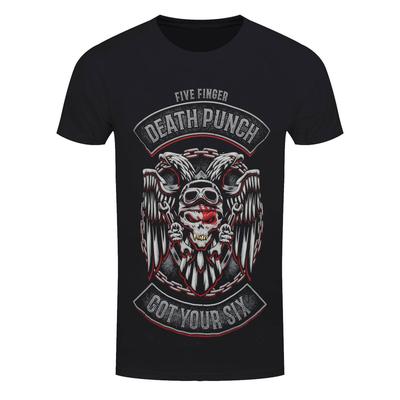 Five Finger Death Punch T-Shirt FFDP Biker Badge Band Official New Black