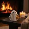 Halloween Ghost Decor Figurine, Cute Resin Statue, Creative Holding Figurine Bat/Drink Tabletop Ornament for Home Party, Trick or Treat Gift