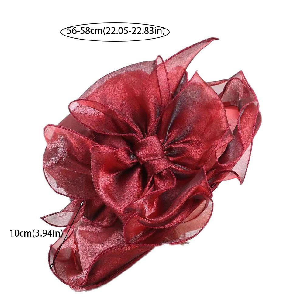 Travel Organza Mesh Hat Flower Beach Cap Elegant Bridal Wedding Hat  for Women