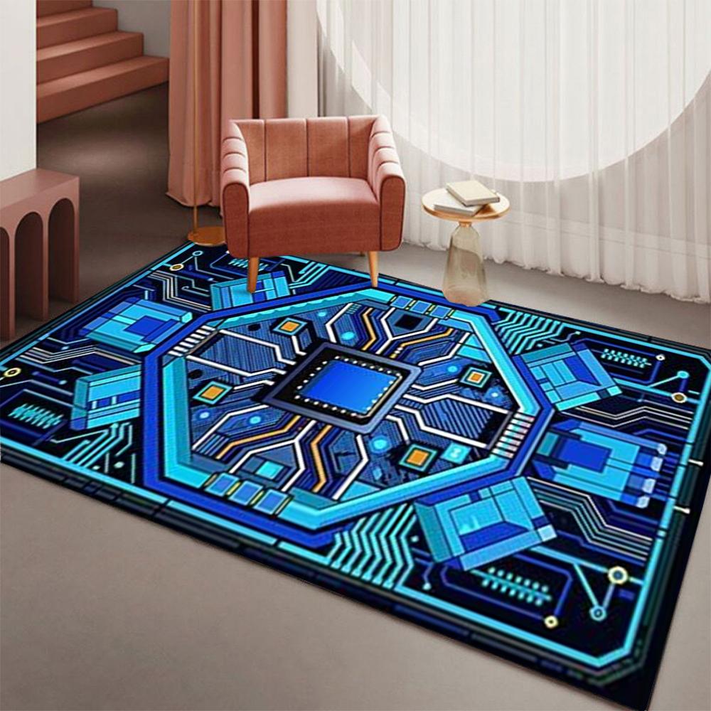 Blue Hexagon Glow Carpet Soft Non-slip Large Area Rug Living Room Bedroom Home Decoration Washable Lounge Sofa Coffee Tables Mat