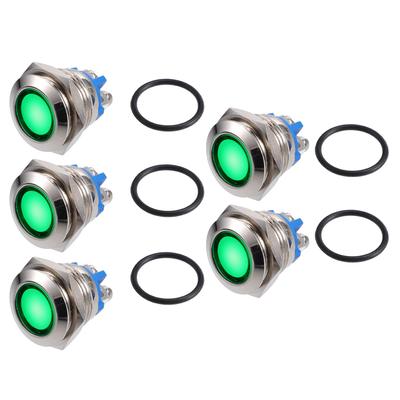 X AUTOHAUX 5pcs Voyant Lumineux 16mm 12V AC DC Métal