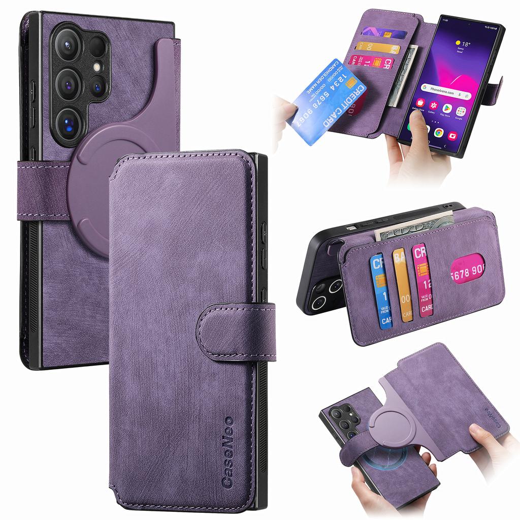 For Samsung Galaxy S24 Ultra S23 S22 Plus FE A55 A35 A25 A15 A05 A54 Case Leather Magnetic Wireless Charging Flip Card Bag Cover