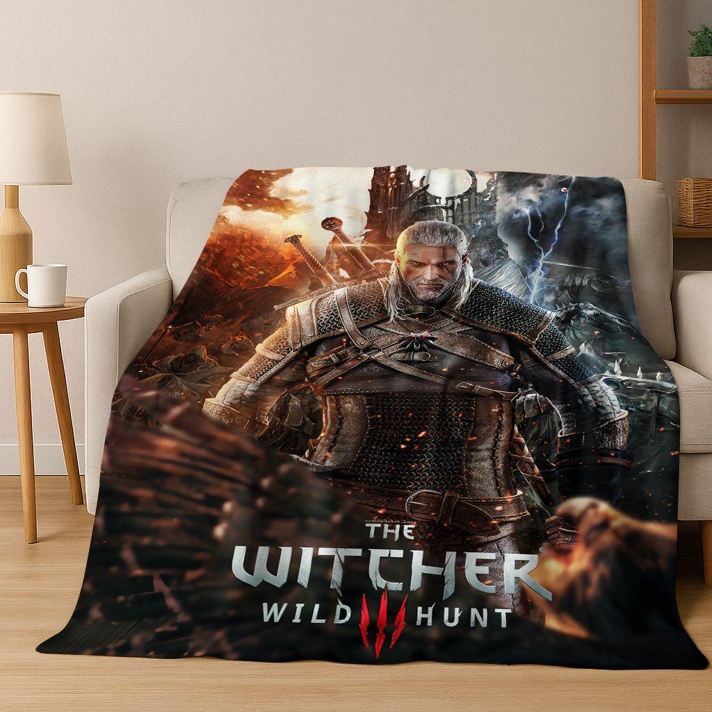 3D The W-Witcher Geralt Games Cartoon Flannel Blanket,Warm and Cozy Soft Throw Blanket for Home Bedroom Bed Sofa Cover Kid Gift