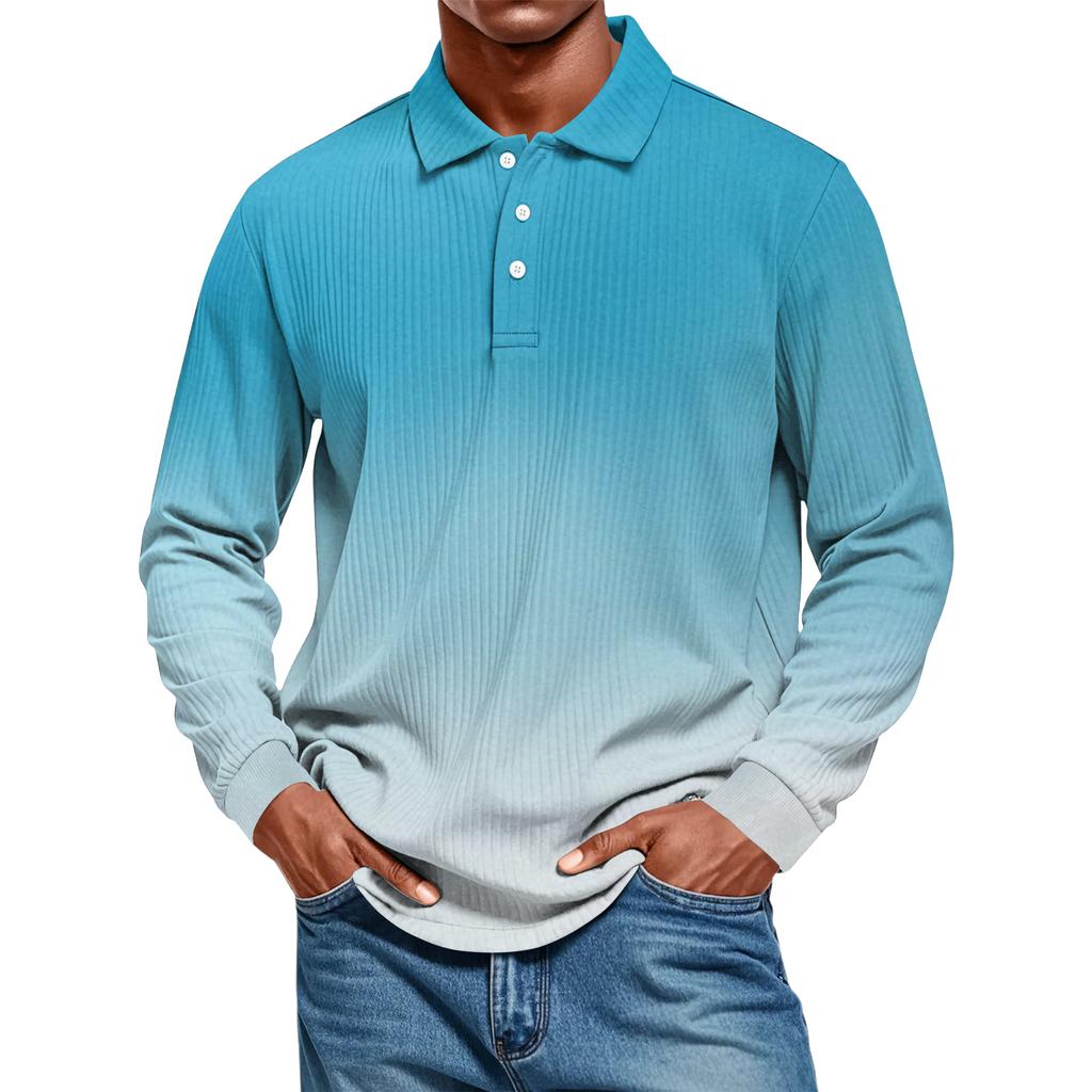 Men's Casual Style Solid Color Loose  Shirt Long-sleeved Top