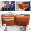 Men's Koshibu Bifold Wallet with Coin Purse, Italian Leather, Made In Japan, Persimmon Tannin-Dyed Canvas Leather, Perfect for Japanese Clothing,