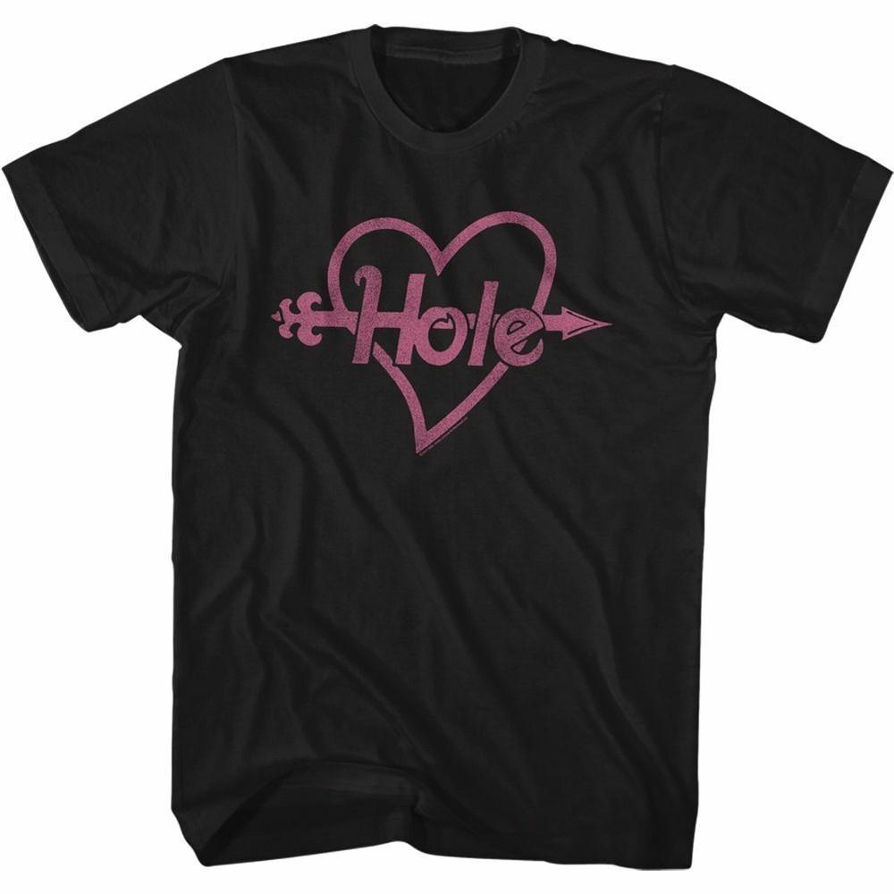 Hole Pink Heart and Arrow Black Adult T-Shirt