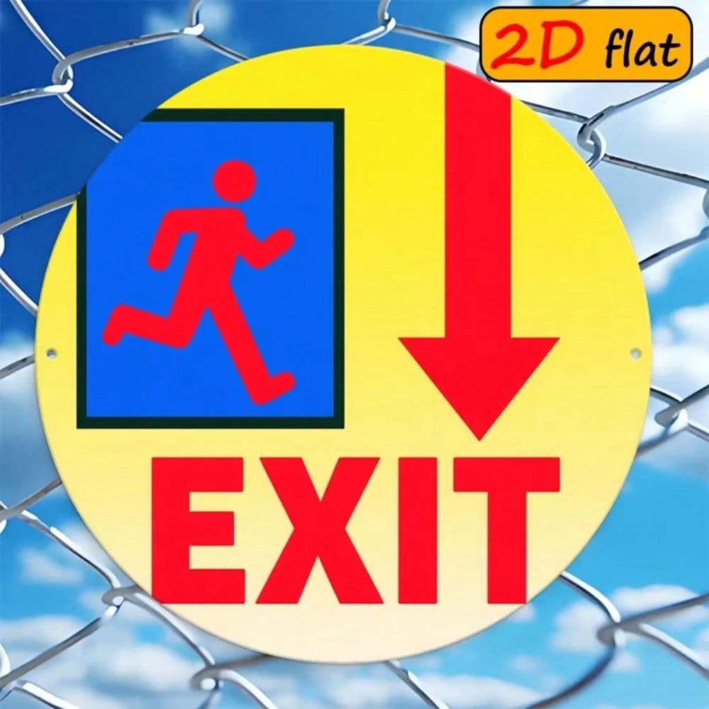 Red Exit Running Figure Sign 20x20cm Aluminum Outdoor Emergency Safety Plaque Highly Visible Warning Decorative Gift