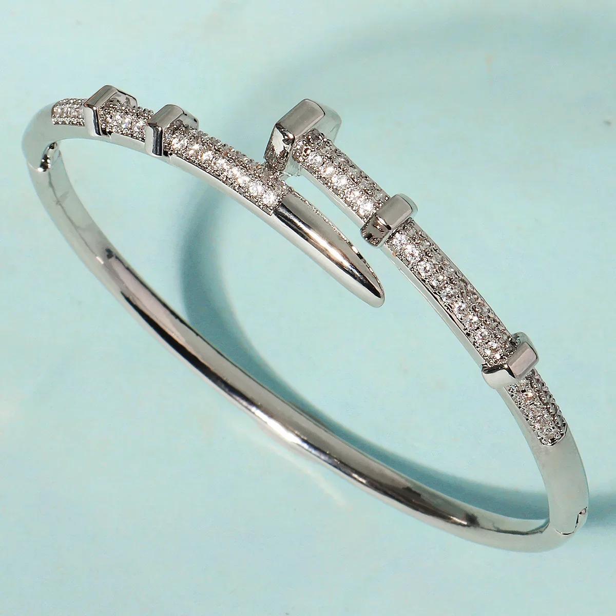 

Изысканный браслет-пусет из нержавеющей стали с медью и цирконием, праздничный, для вечеринок, повседневный, элегантный браслет с цирконием для женщин