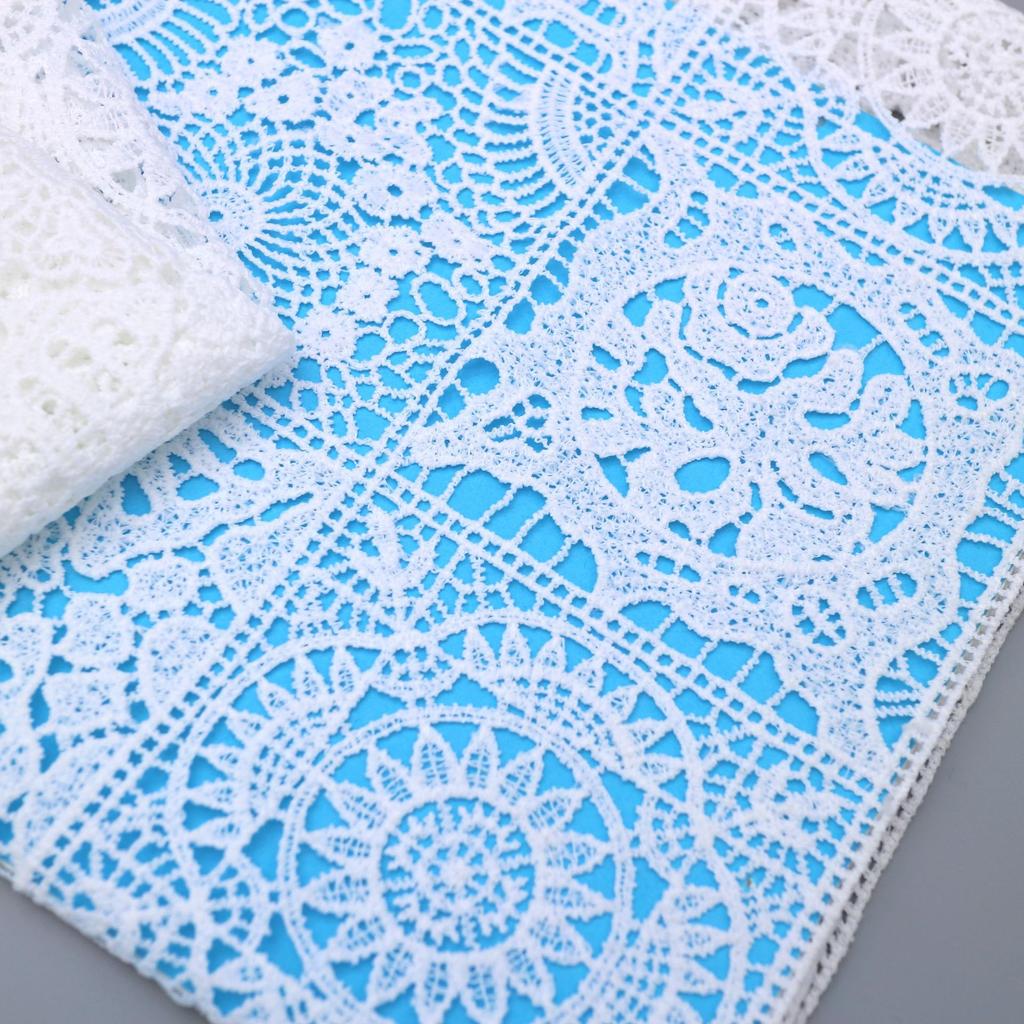 Tessuto di Pizzo Idrosolubile, Ricamo Completo in Seta di Latte, Tessuto Ricamato Tridimensionale Vuoto, Pizzo Fai-da-Te, Accessori da Sposa in Pizzo