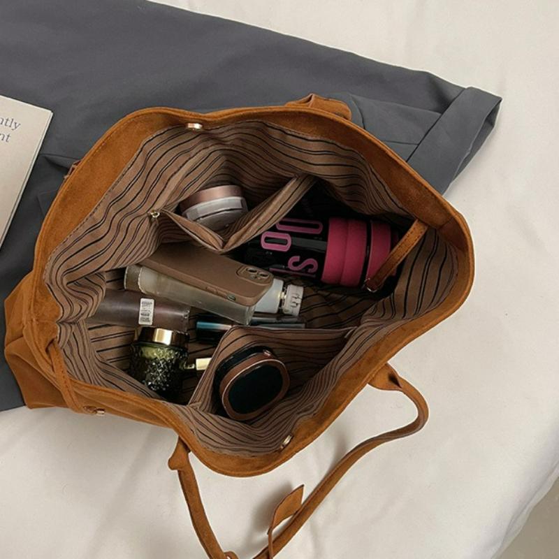 New Suede Shoulder Bag Women Fashi Retro Large Top Handle Bag for Daily Commute Comfortable and Versatile Texture Storage Bags