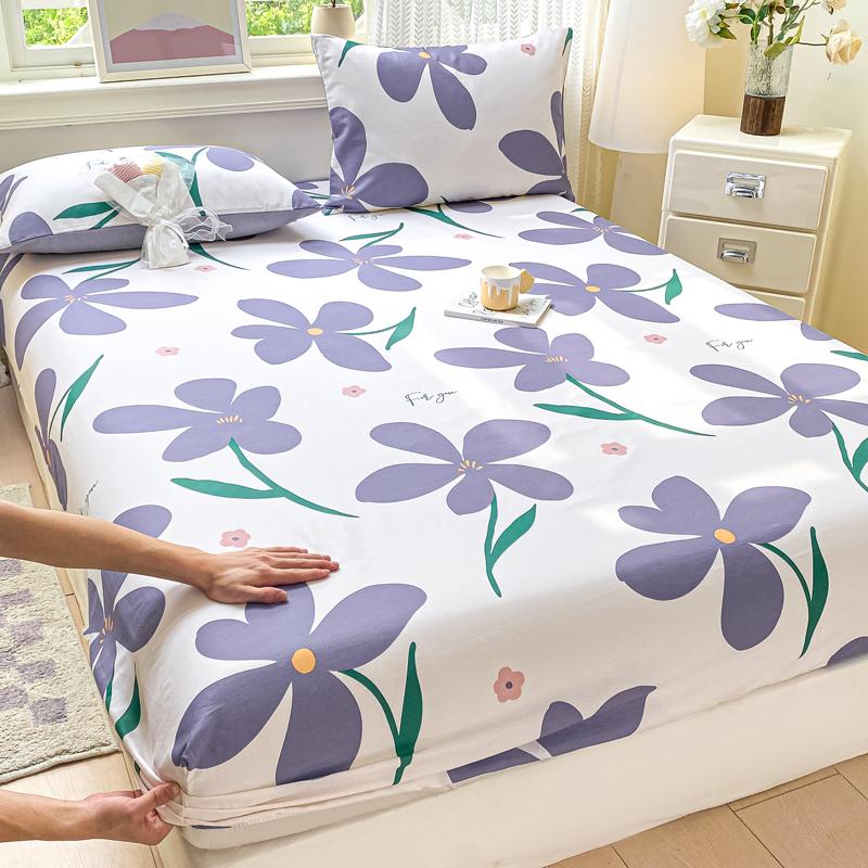 100% Cotton Bed Sheets Flower Printed Fitted Bed Sheet On Elastic Single/Queen/King Pure Cotton Bedsheets Sabanas Matrimoniales