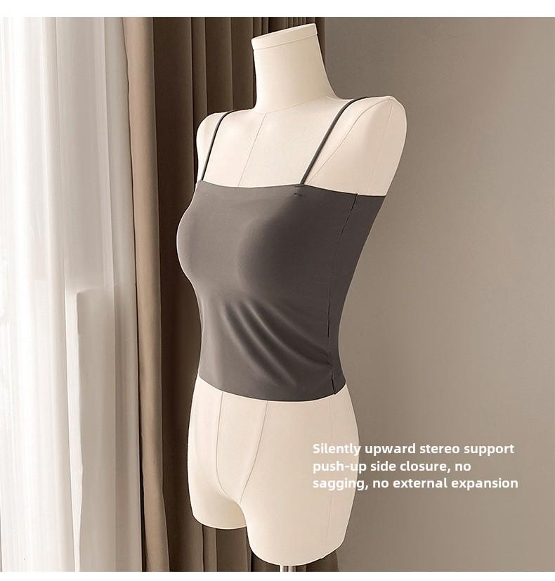 Bonas Women's Camisole with Bra Pads, Dual-Layer, Bra-Free, Summer Thin Style, Beautiful Back Tube Top