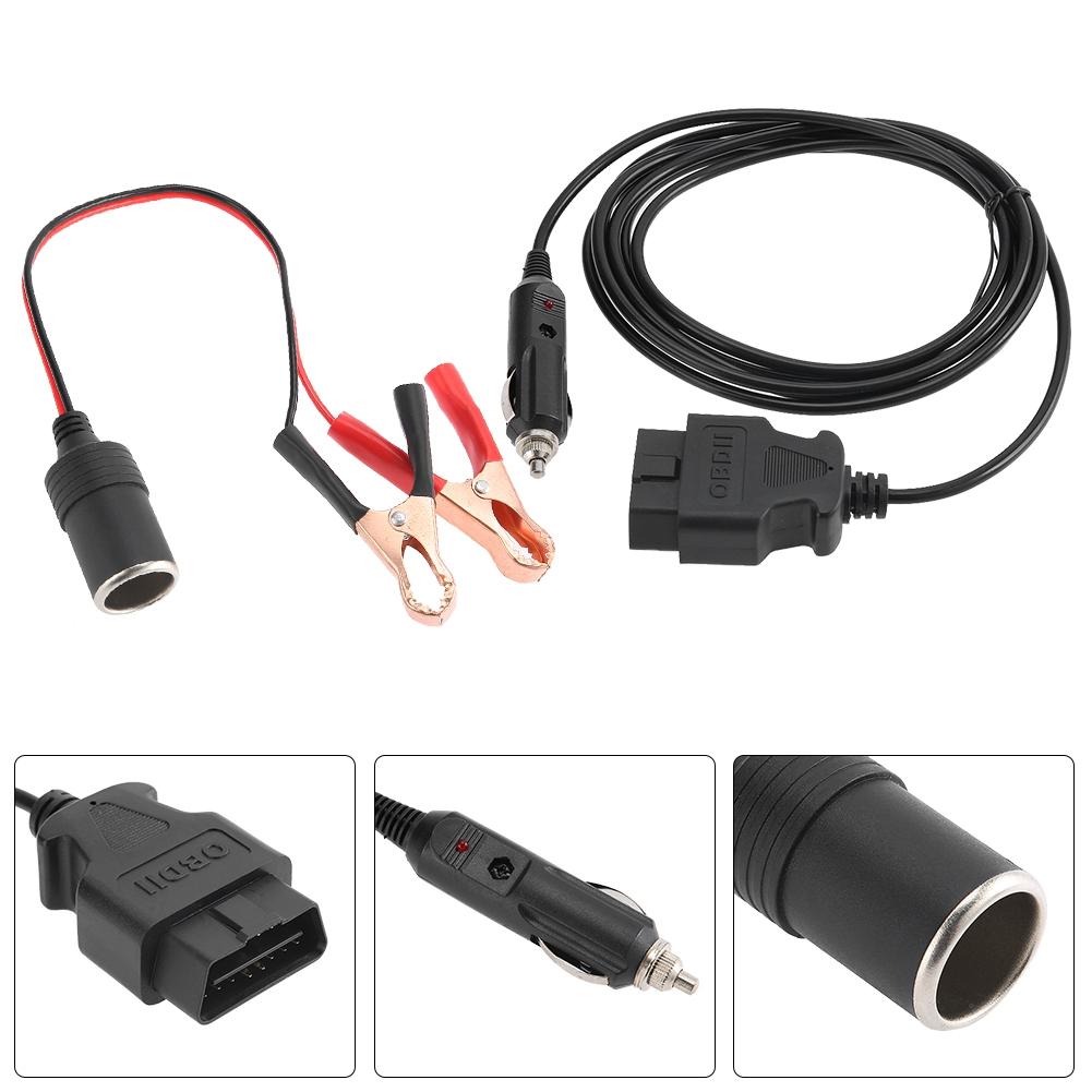 OBD II Vehicle ECU Emergency 12V Power Supply Cable Memory Saver with Clip