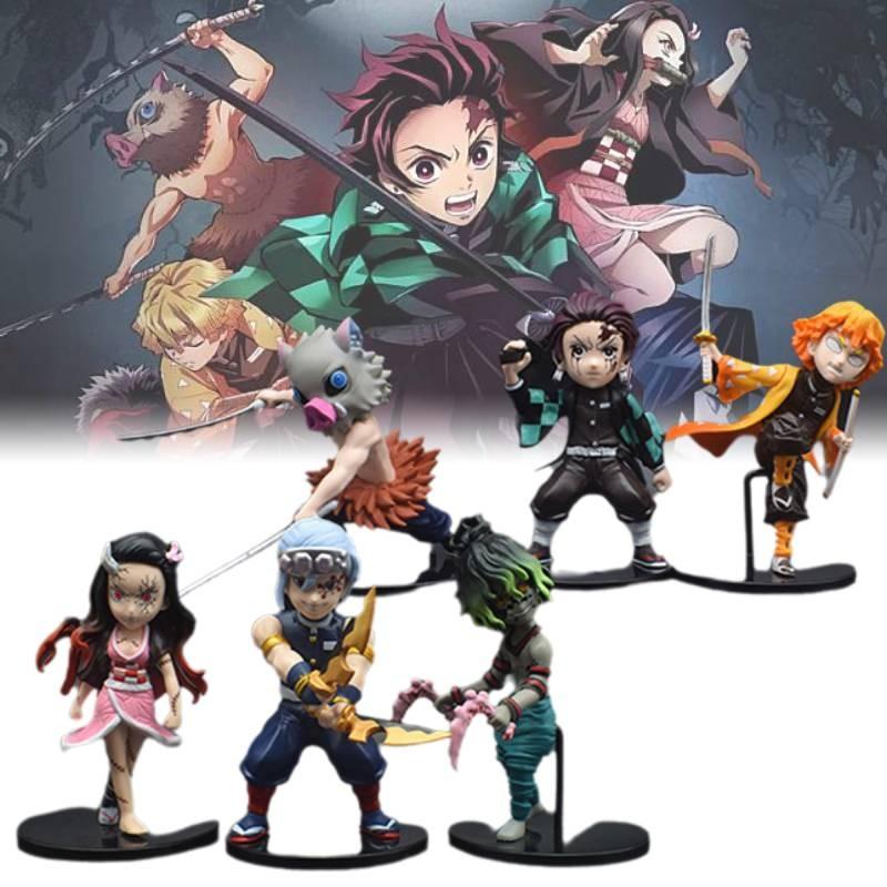 Demon 6pcs Slayer Kamado Nezuko Figurine Anime Model Sculpture Toys Gifts Xmas