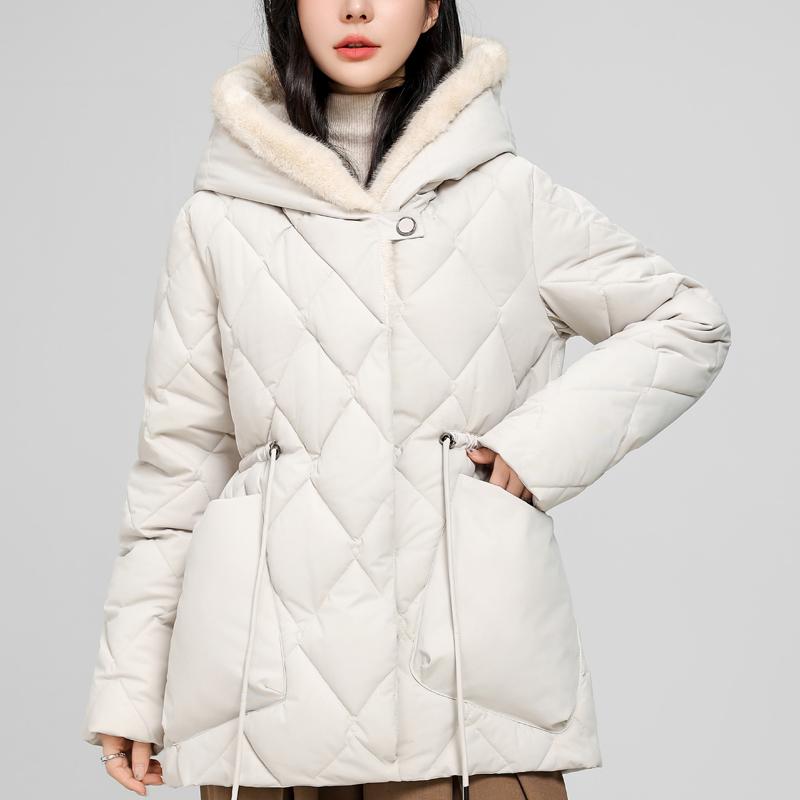 Mode Damen Wintermäntel Kapuzen Elegant Dick Warm Winterparkas Damenjacke