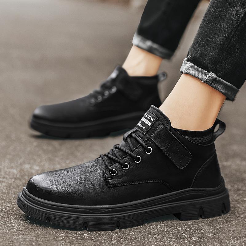 

Мужские ботинки, уличные модные мужские кожаные туфли в британском стиле, мужские ботинки, рабочие короткие сапоги 39