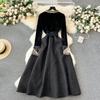 Jednofarebné elegantné šaty Dámske Zimné Patchwork Čipkované Párty Midi Šaty Dámske Ležérne Francúzsky štýl Sladké Kawaii Kórejské šaty Ženy 2024