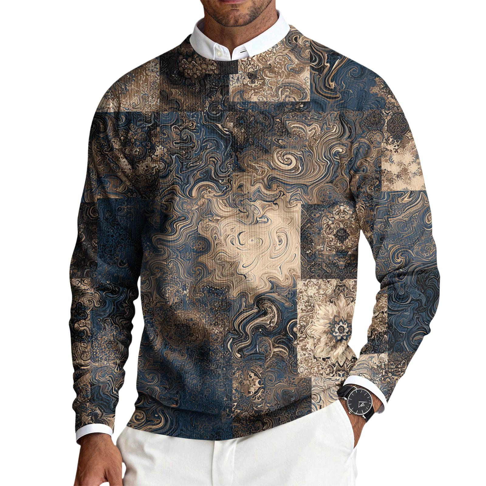 

Мужской пуловер с круглым вырезом, длинными рукавами и рубчатой вязкой XL