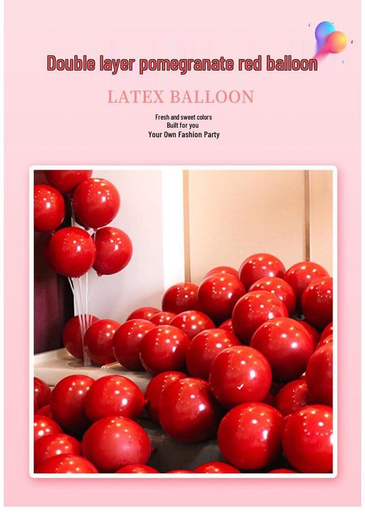 Pomegranate Red Double Layered Balloons – Wedding and Party Decorations