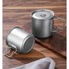 220ml-550ml Titanbecher Outdoor Titan Campingbecher mit Deckel Camping Kaffeetasse mit klappbarem Griff Titan Topf zum Wandern