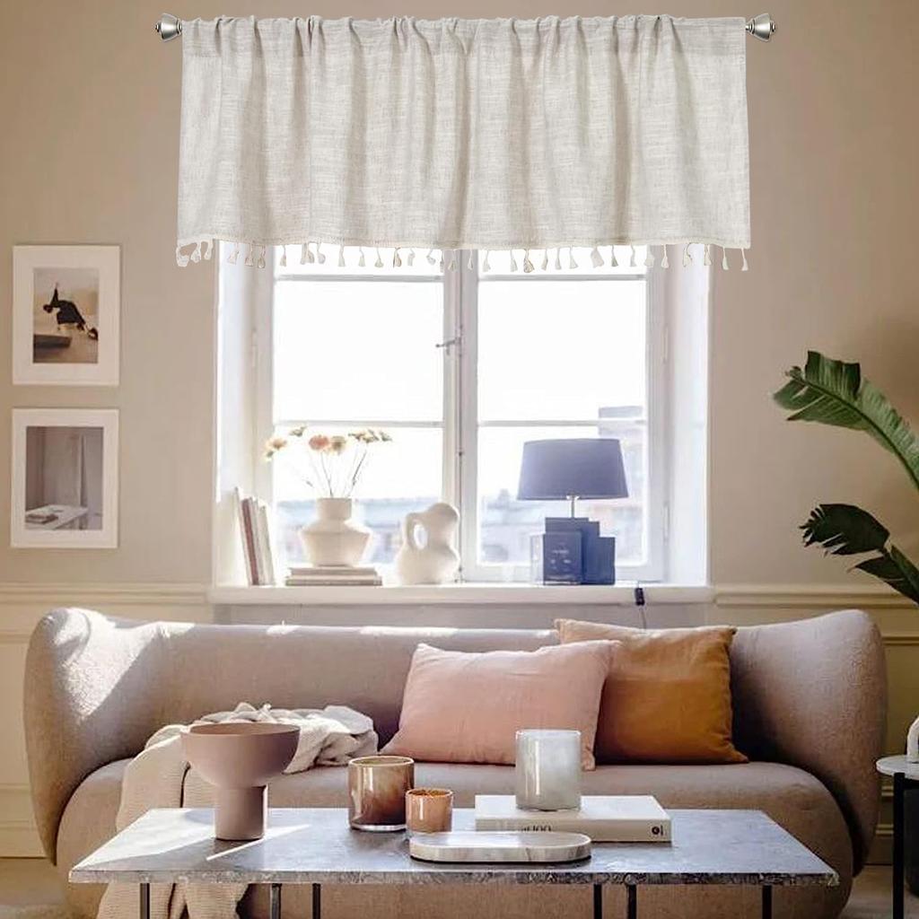 Hot-Selling American Country Short Curtain Solid Color Kitchen Curtain Cabinet Half Curtain Free Punching Cotton And Linen Curtain Head Coffee Curtain