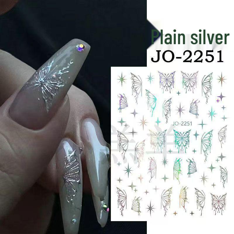 Xiaohongshu Bestseller: Waterproof Butterfly Nail Art Stickers - Trendy Dark Decals, Hollow Design.