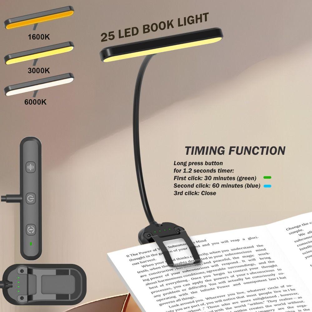 25 LED LED Reading Light 3 Colors Bookmark Lamp Portable Mini Book Light  Travel