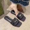 Women's Shoes  Fashion Peep Toe Women's Slipper  Metal Decoration Daily Slippers Women New Plus Size Flat Slippers