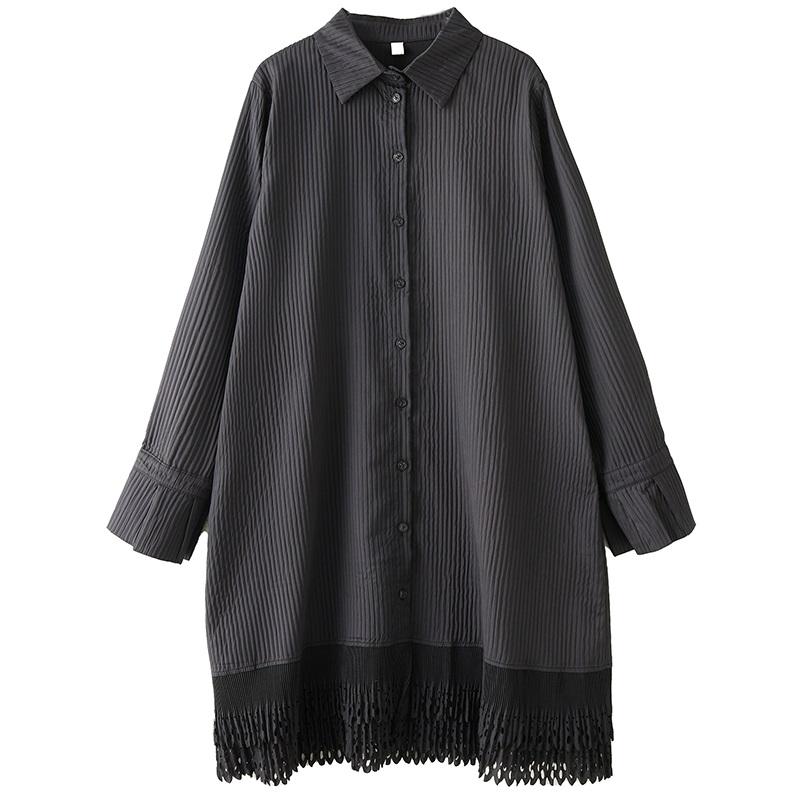 Long sleeve plus size cotton vintage new in dresses for women spring autumn casual loose midi Shirt dress