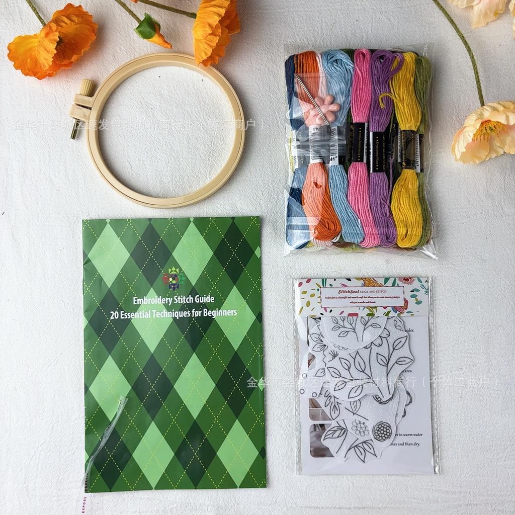 Stick Stitch Embroidery Pre-Printed Pattern Wash Away Water Soluble Embroidery Stabilizers DIY Hand Sewing Self-Adhesive Patch