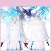 Winter White Cape Snow Initial Vocaloid Cosplay Dress With Free Wig For Girls