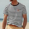 Letní Pánské Krátký Rukáv Módní Ležérní Pruhovaný Top Pánské Kulatý Výstřih Tričko Skladem Business Casual