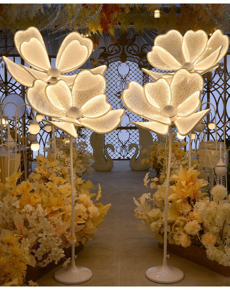 Glowing Peony Flower & Butterfly Aisle Lights for Wedding Decorations