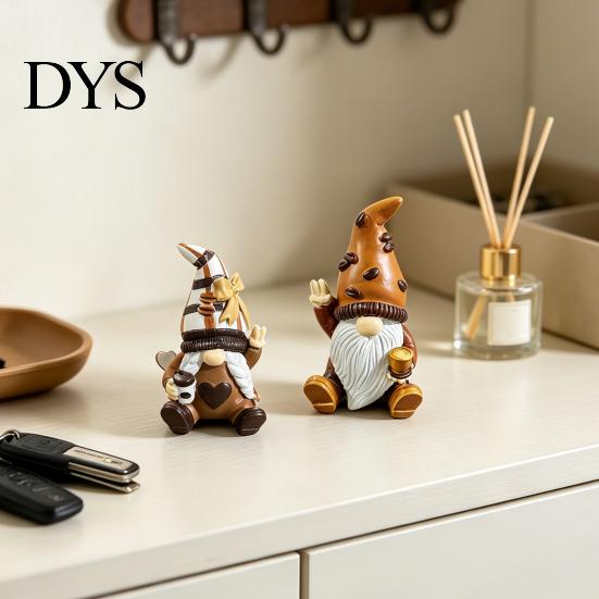 Resin Gnome Figurines Mini Coffee Ornaments, Sitting Bean Goblin Figurines, Station Decor Cute Statue for Shop Kitchen Shelf Tabletop Decorations