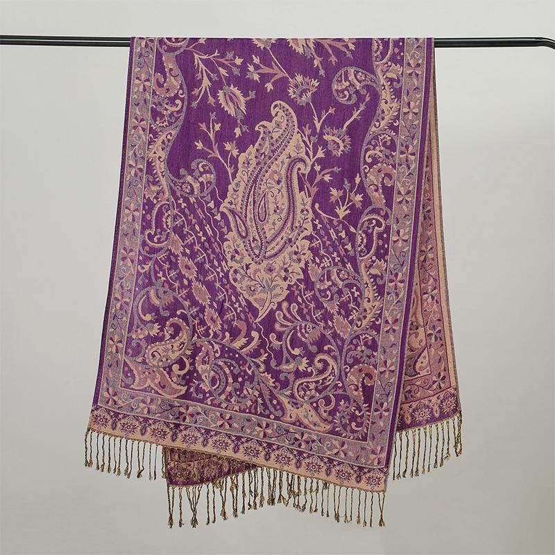 Bohemia Styles Women Scarf Retro Jacquard Thick Cashmere Tassel Shawl Winter Warm Neck Wrap Pashmina Floral Hijab