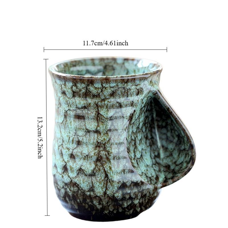 Glazed Ceramic Coffee Mug - Heat-Resistant Large Capacity Cup for Latte Art, Tea & Warm Hands, Creative American-Style Design