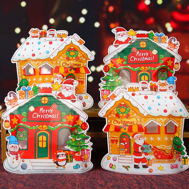 5Pcs Christmas Gift Packaging Bag Large Gift Candy Apple Box Bag Gift Bag Portable Baking Snowflake Crisp Bag