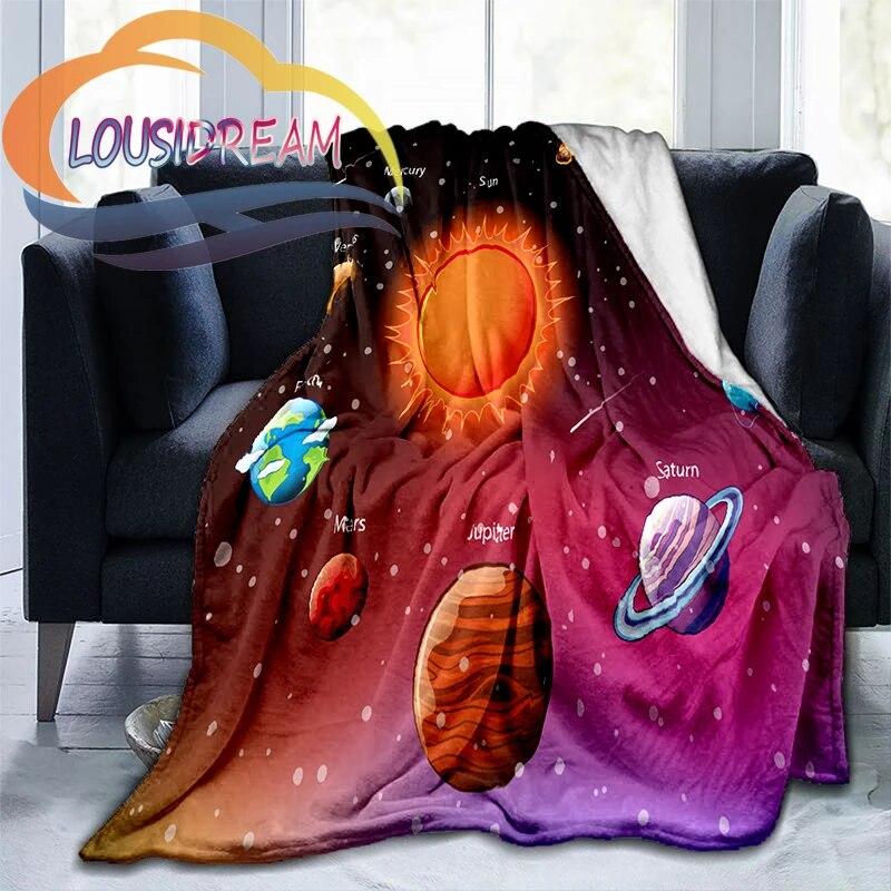Space Universe Vector and The Sun  Many Planets In Galaxy Series Wool Blanket Cashmere  Fashion Flannel Blanke