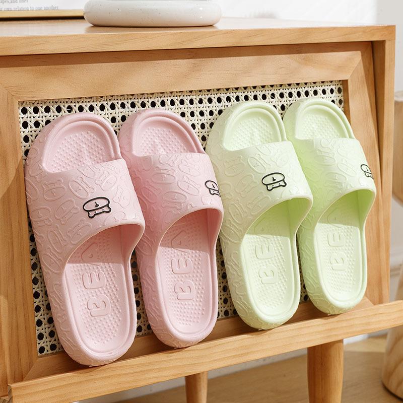 Unisex Summer Large Size Flat Bottom Cartoon Candy Color Indoor Slippers Women Men Casual Anti Slip Bathroom Slippers For Couples 36-43