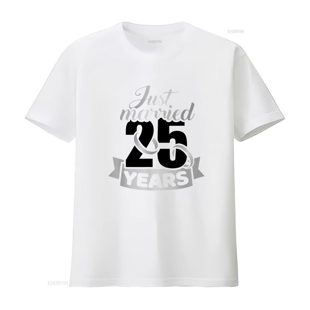 Celebrate 25 Years of Marriage with Our Just Married 25th Wedding Anniversary T Shirt vintage Washed Slightly Stretched