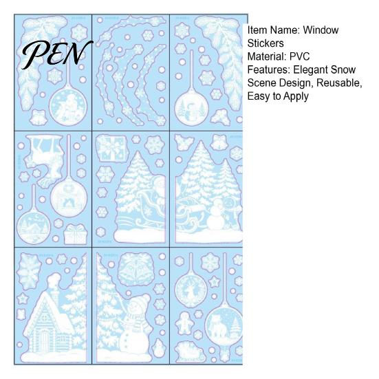 Holiday Static Window Stickers 9 Sheets Christmas Stickers, Reusable Snowflake Santa Claus Reindeer Large Collage Decor Decals for Glass Decoration,