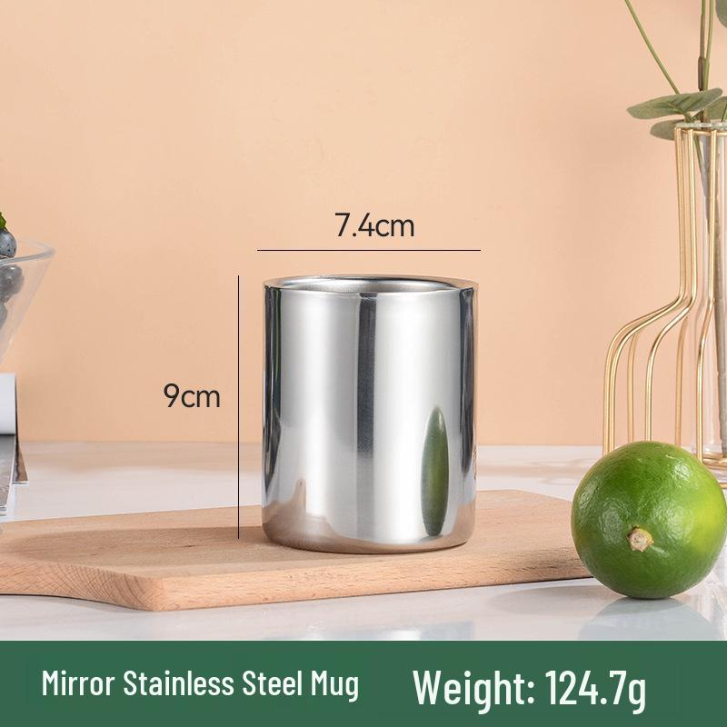 Double-Layer 304 Stainless Steel Handleless Cup for Home, Restaurant, and Hotel Use