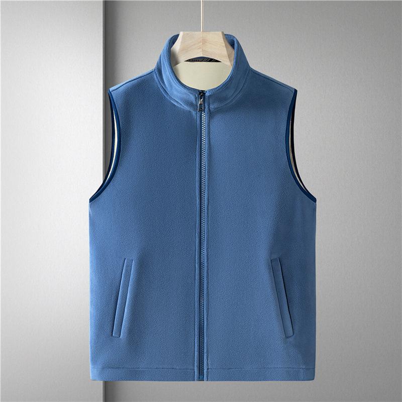 Plüsch Plüsch Verdickte Große Größe Weste für Herren Herbst und Winter Olympisches Fleece Neu Stehkragen Weste Lässig Pferdeclip Weste Jacke