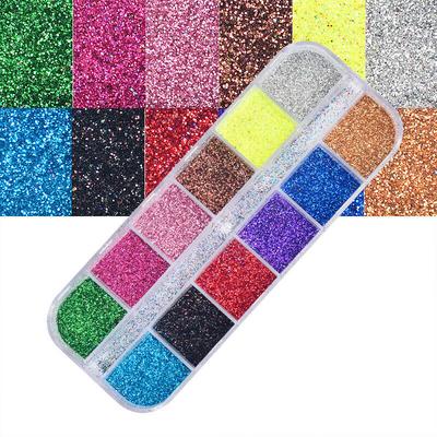 12 Farben Nagelglitzerpulver Pigment Nail Art Dekoration