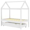 Vidaxl Estructura de Cama Infantil con Cajón, Blanca, Pino, 70X140 Cm