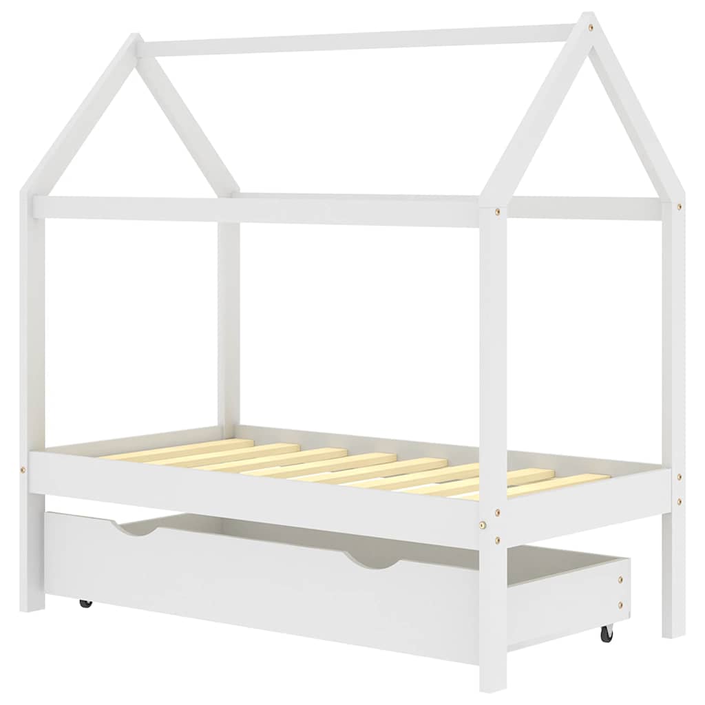 Vidaxl Estructura de Cama Infantil con Cajón, Blanca, Pino, 70X140 Cm