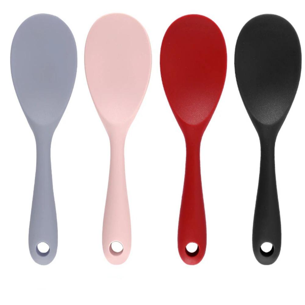Cleaning Hanging Hole Kitchen Utensils Silicone Rice Spoon High Temperature Resistant Non-stick