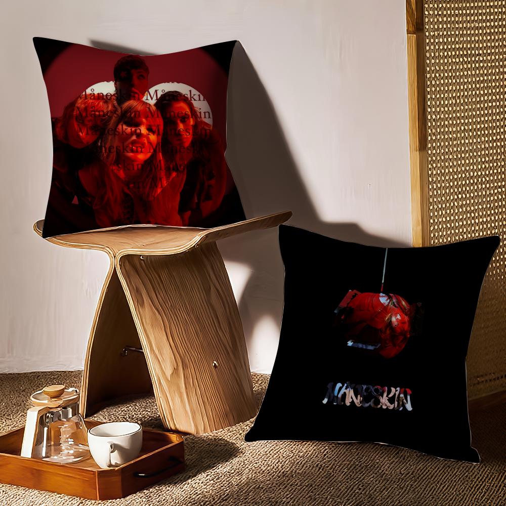 Hot Pop Rock Band M-Maneskin Pillow Case Double-Sided Printing Short Plush Sofa Cushion Cover Bedroom Bedside Pillow