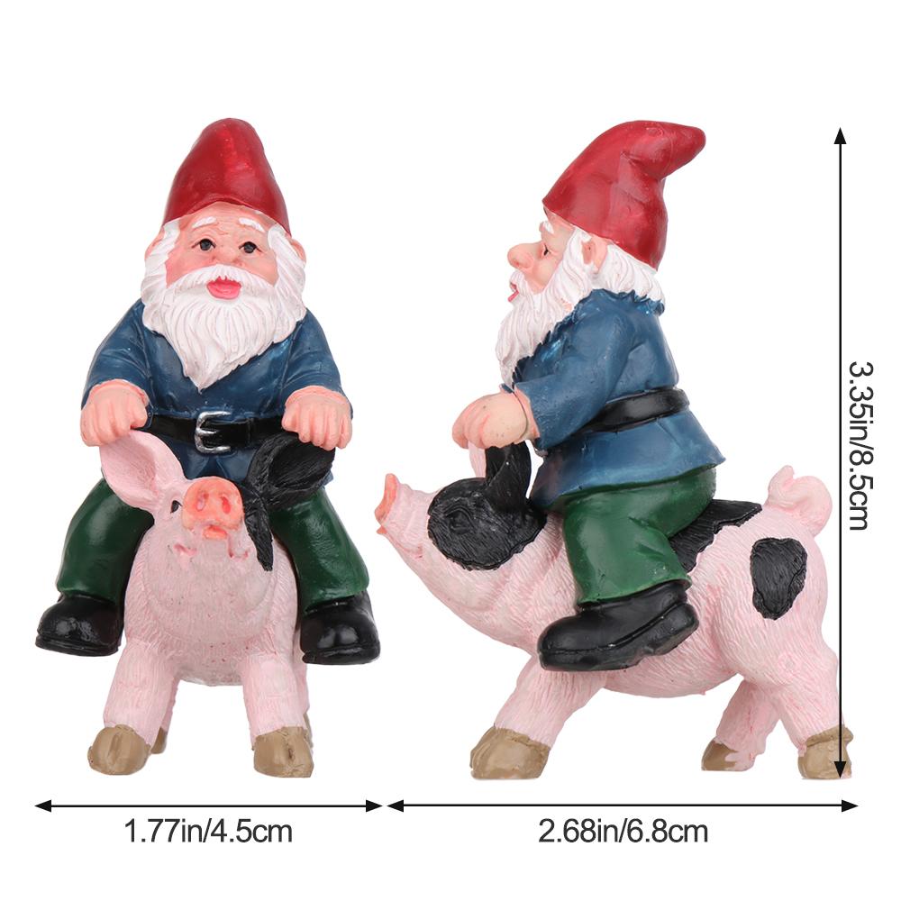 1pcs Miniature Drunk Elves Figurines Ornaments Set Mini Dwarf Pig Statues for Planter Flowerpot Decor Accessories