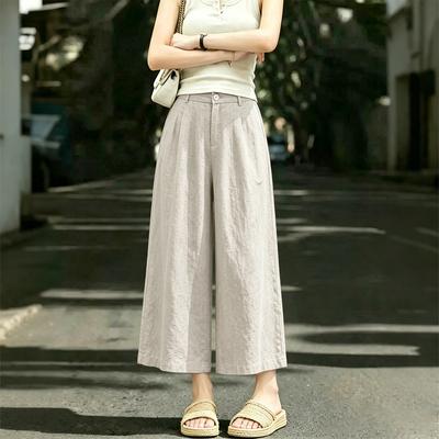 Fashion Loose Linen Thin Nine-point Casual Wide-leg Pants Women's 1116 Summer Thin High-waisted Straight-leg Pants
